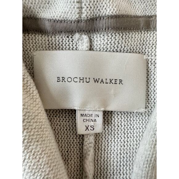 Brochu Walker XS Cotton Cashmere Open Front Cardigan Sweater Roll Tab Sleeve - Picture 4 of 7